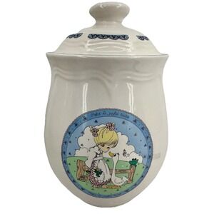Precious Moments Canister Make A Joyful Noise Girl Goose Ceramic 1992 Enesco EUC